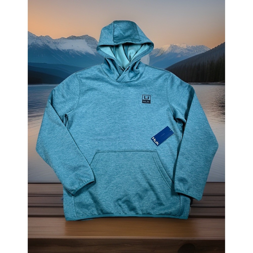 NWT HUK Huk'd Up Performance Fleece Hoodie Men S Blue‎ Stretch Thermal MSRP $70